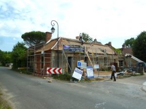 Longère de Lurais pose de la couverture