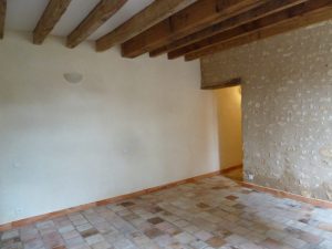 Rénovation de longère en Brenne, intérieur tomettes